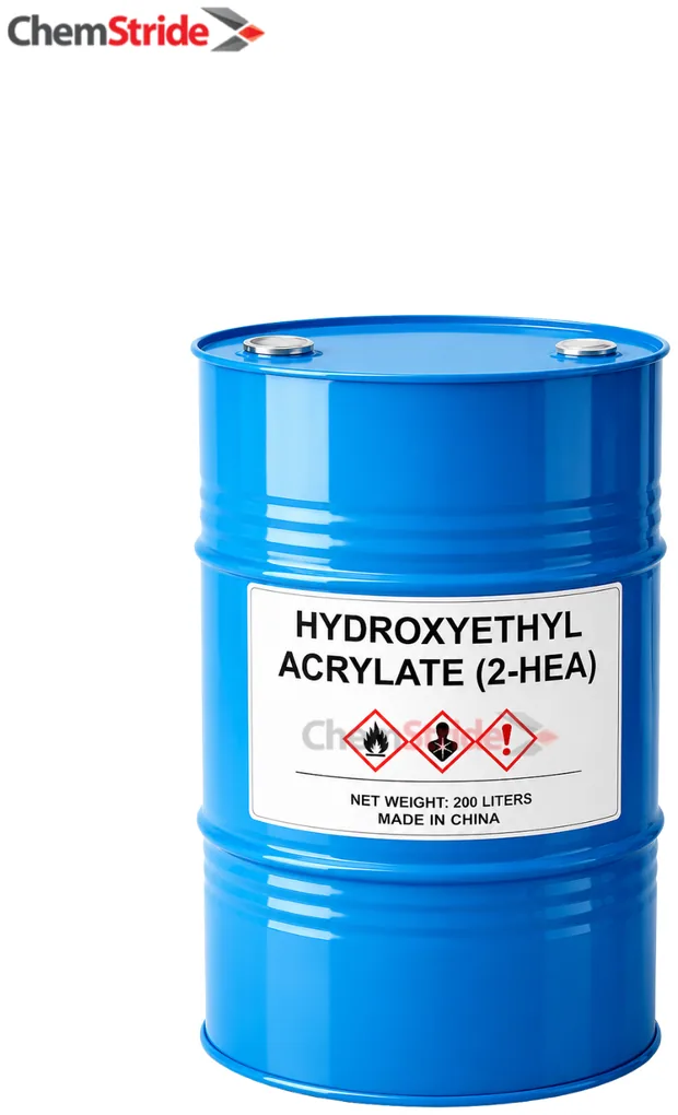 2-Hydroxyethyl Acrylate (2-HEA) packaging as supplied by ChemStride