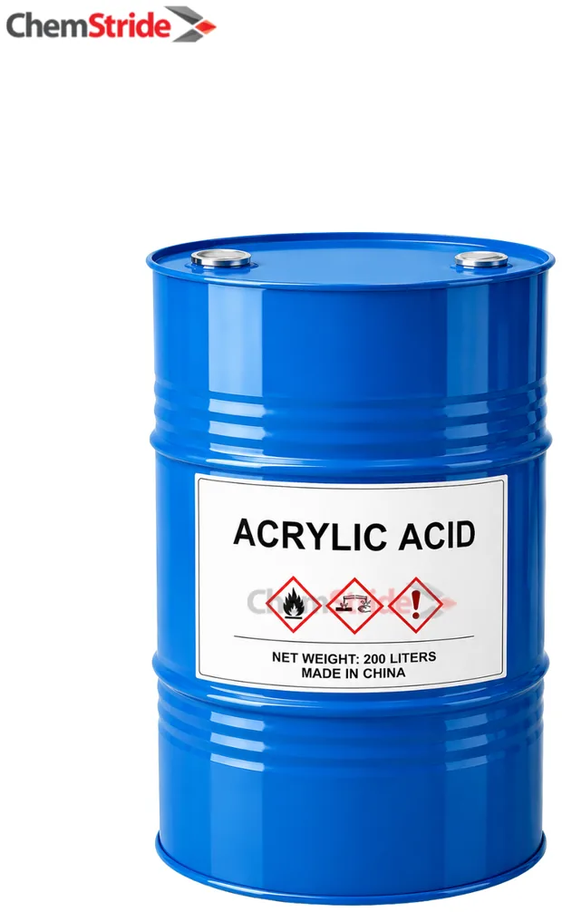 Acrylic Acid packaging as supplied by ChemStride