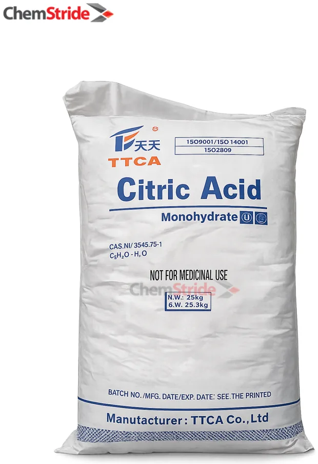 Citric Acid Monohydrate TTCA packaging as supplied by ChemStride