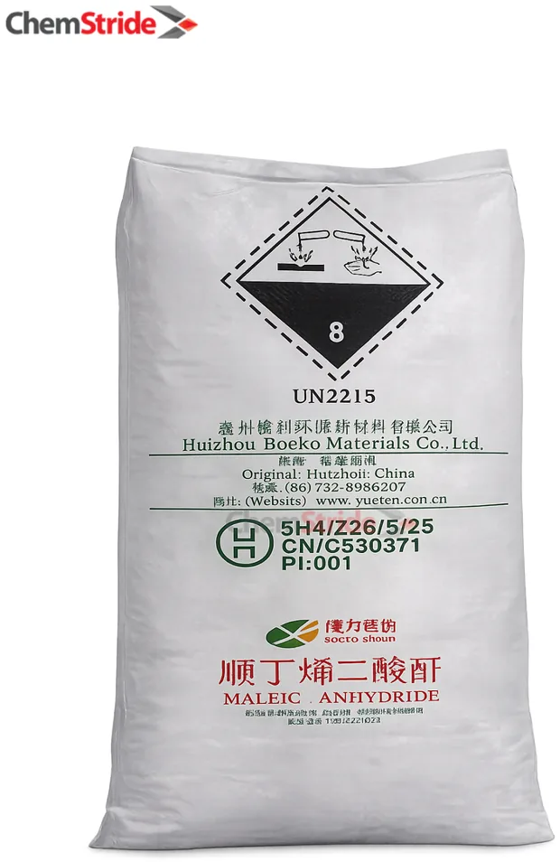 Maleic Anhydride Beoko packaging as supplied by ChemStride