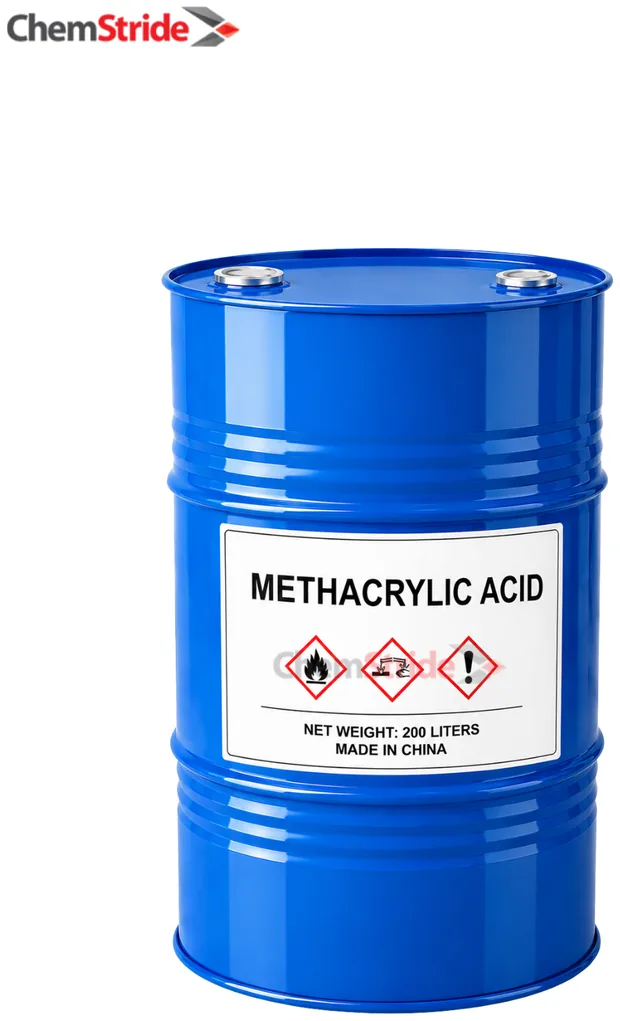 Methacrylic Acid packaging as supplied by ChemStride