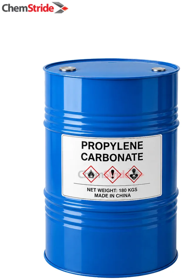 Propylene Carbonate packaging as supplied by ChemStride