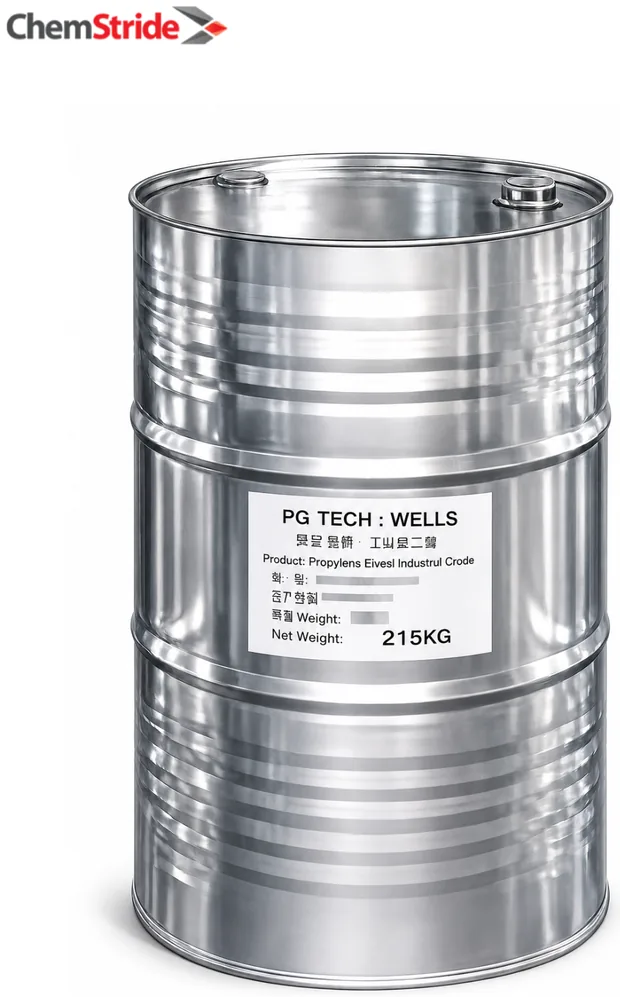 Propylene Glycol Technical Wells packaging as supplied by ChemStride