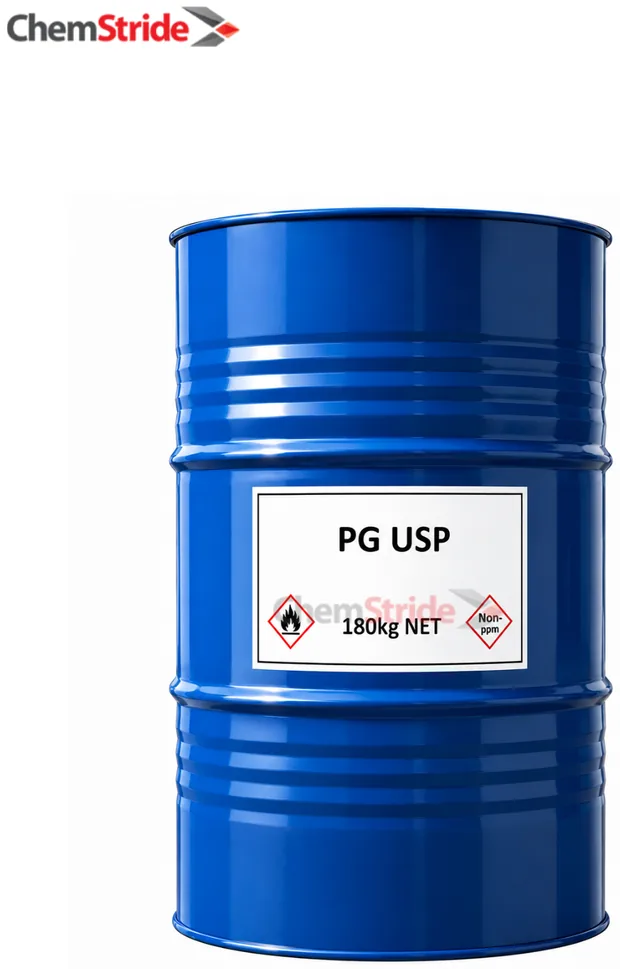 Propylene Glycol USP packaging as supplied by ChemStride