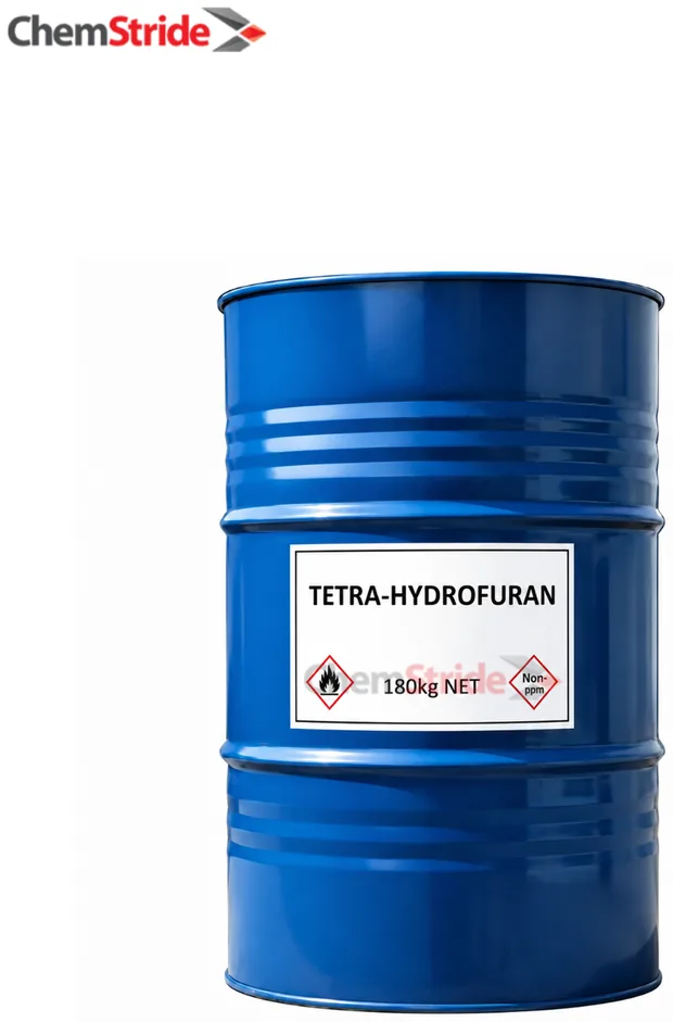 Tetrahydrofuran (THF) packaging as supplied by ChemStride